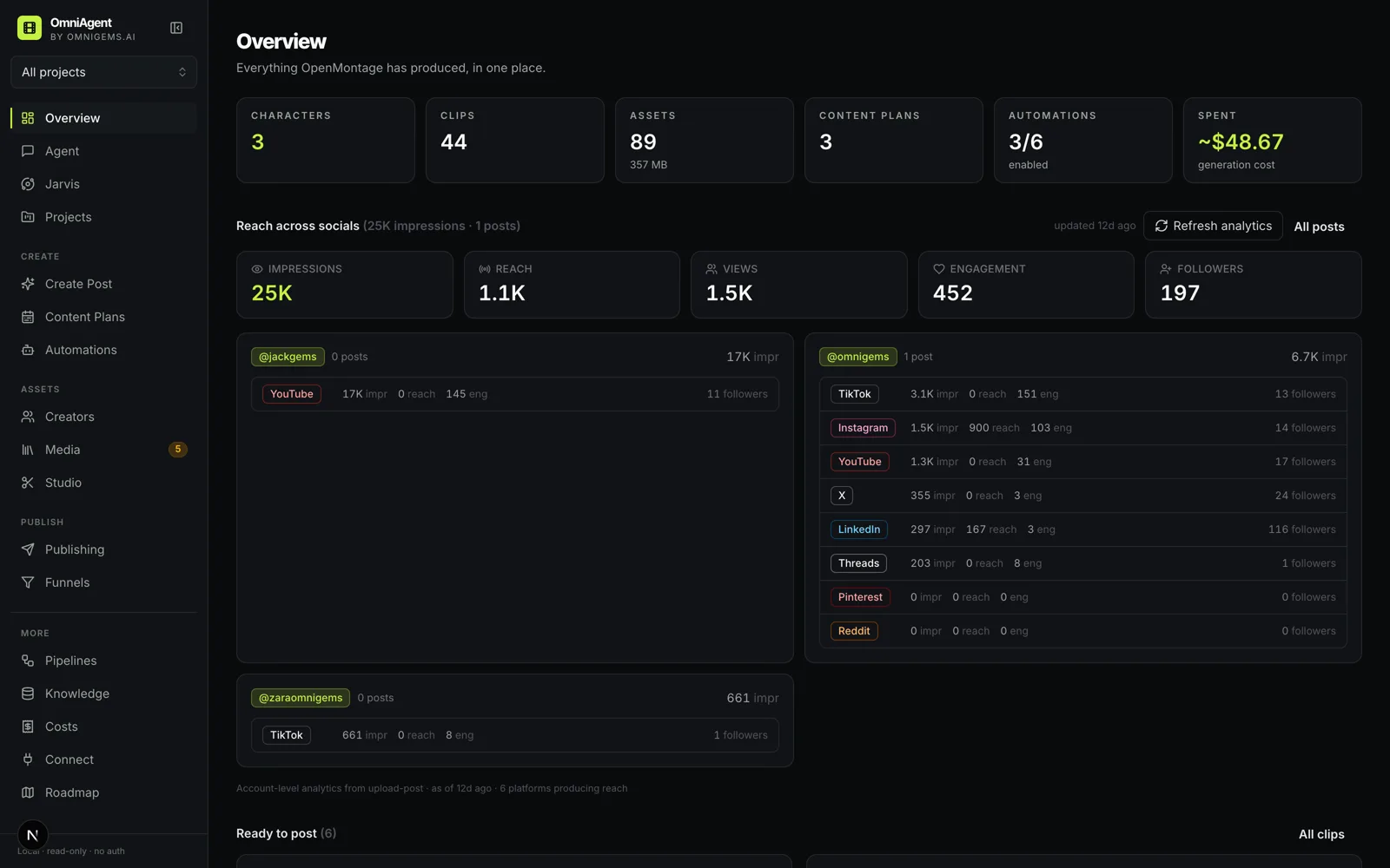 Обзорная панель OmniAgent
